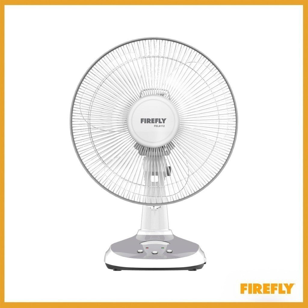 FIREFLY 12 Inches Rechargeable Desk Fan Electric Fan with LED Night Light FEL6112 - Winland Depot