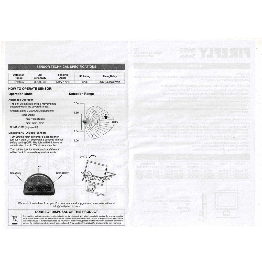 Firefly 20W to 150W Terra Floodlight with Motion Sensor Daylight - Winland Depot