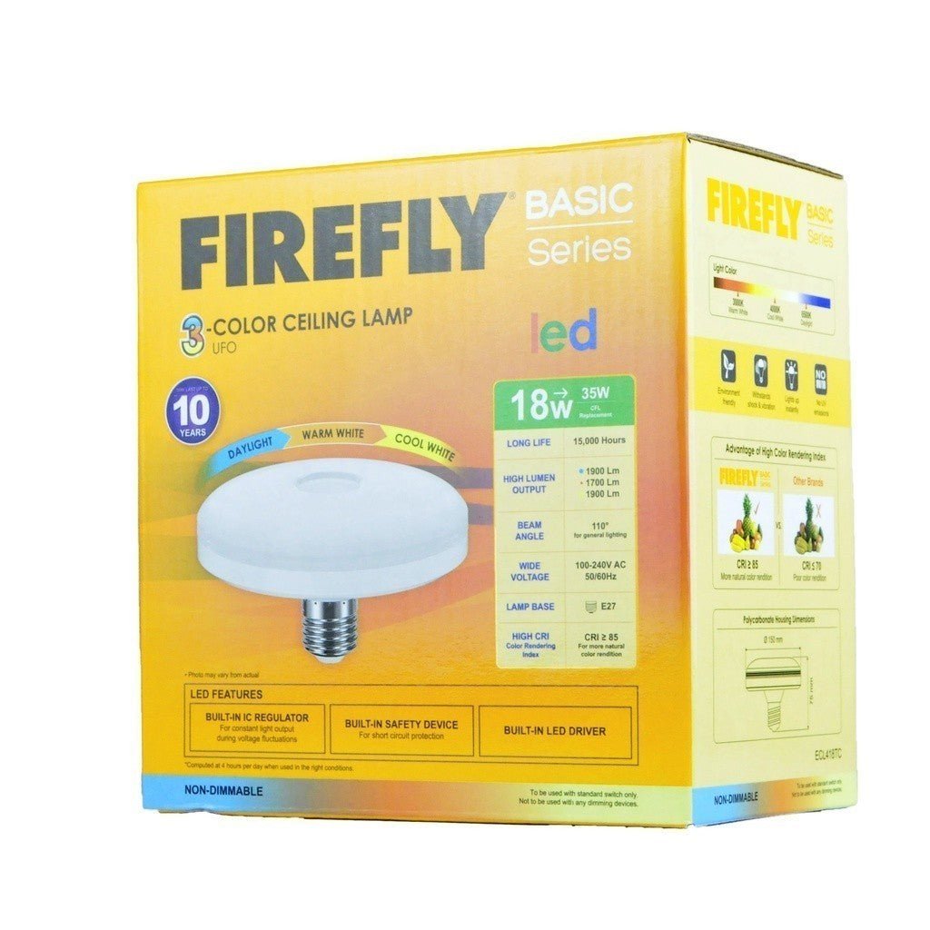 Firefly 3 - Colors UFO LED Bulb Light Functional Basic Series 18W LED Ceiling Lamp - ECL418TC - Winland Depot