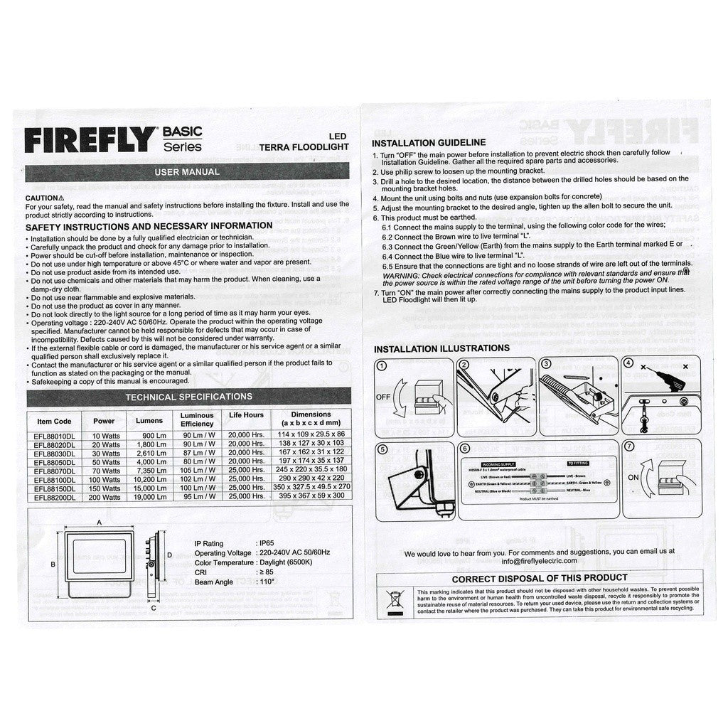 Firefly 70W to 200W Terra Floodlight Daylight - Winland Depot