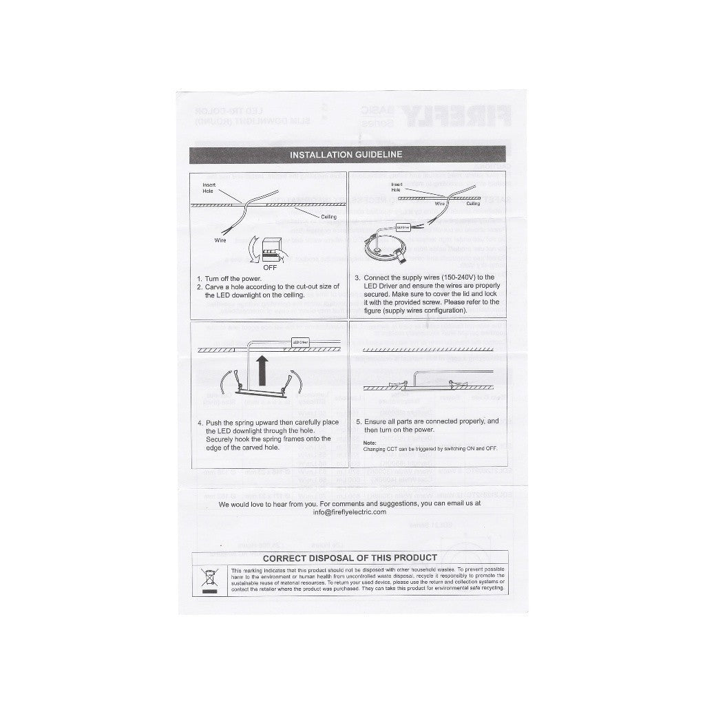 Firefly Basic Series 3 - Color Recessed Slim LED Downlight 12W EDL212612TC - Winland Depot