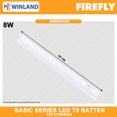 Firefly Basic Series LED T5 Batten ( 8W / 165 - 250V ) Warm White EBTST5WW308 - Winland Depot