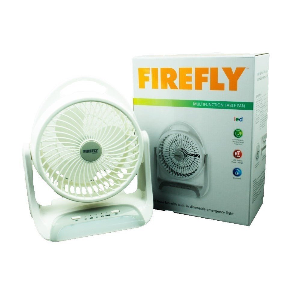 Firefly FEL628 Rechargable Mini Table Fan with Built - In Dimmable Emergency Light - Winland Depot