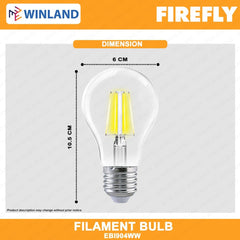 Firefly LED Filament Bulb Warm White 4W E27 220V EBI904WW - Winland Depot