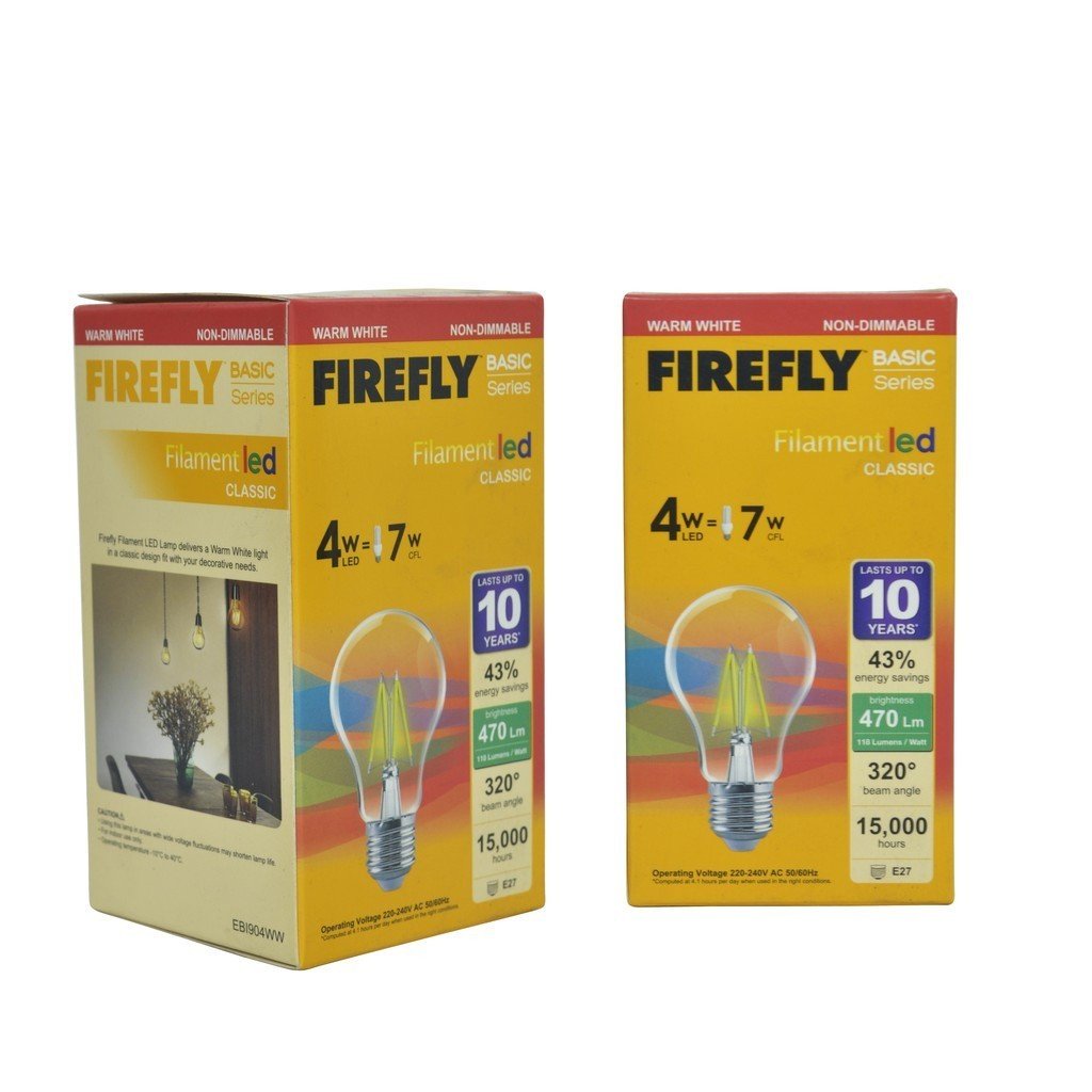 Firefly LED Filament Bulb Warm White 4W E27 220V EBI904WW - Winland Depot