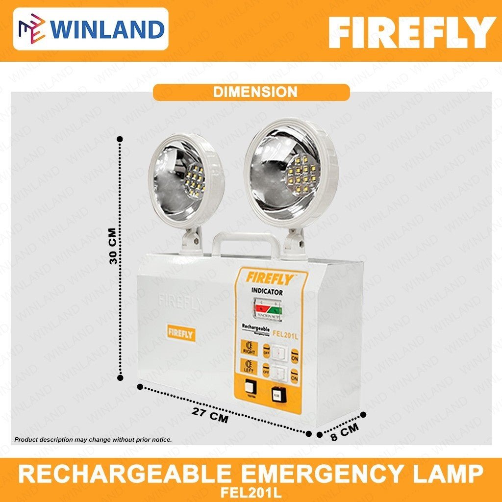 Firefly Quick Response Twinhead Rechargeable Emergency Lamp Light FEL201L - Winland Depot