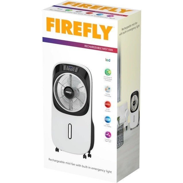 Firefly Rechargeable 10 inch Mist Fan with Digital LED Display and Remote Control - FEL645 - Winland Depot