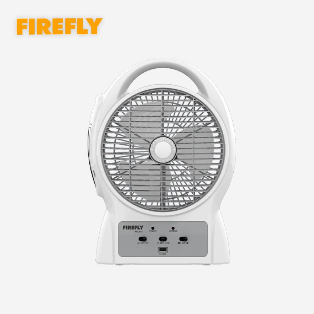 Firefly Rechargeable 8 inch Oscillating 3 - Speed Fan w/ USB Charging Port FEL624 - Winland Depot