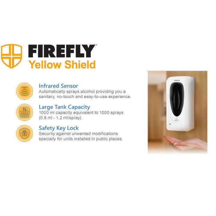 Firefly Yellow Shield Automatic Alcohol Dispenser Wall - Mounted FYA102D - Winland Depot