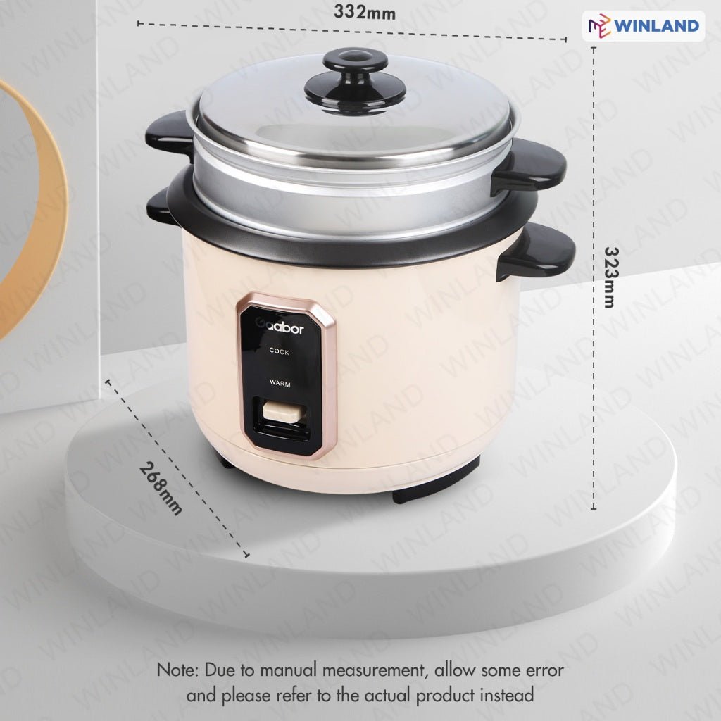 Gaabor 1.8L Rice Cooker Accurate Temperature Control Equipped, Steamer Basket RC15M - WH02A - Winland Depot