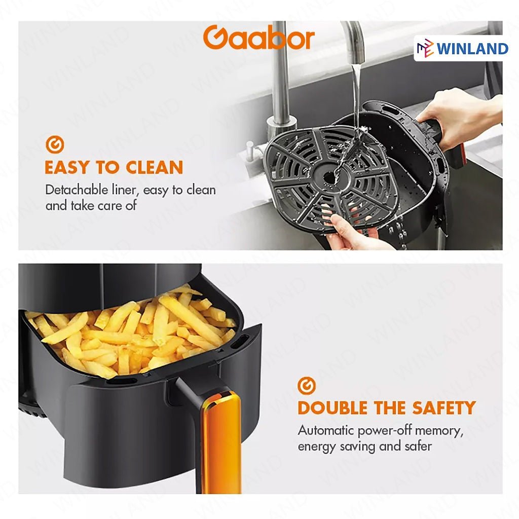 Gaabor 4.0Liters Air Fryer 360 - Degree 3 - Dimensional Hot Air Circulation - Black - Winland Depot