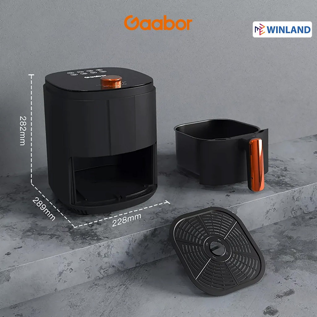 Gaabor 4.0Liters Air Fryer 360 - Degree 3 - Dimensional Hot Air Circulation - Black - Winland Depot