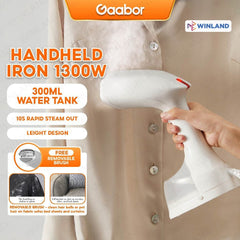 Gaabor Hanging Iron Wet & Dry Handheld Ironing Machine with Removable Brush 300ml 1300W - Winland Depot