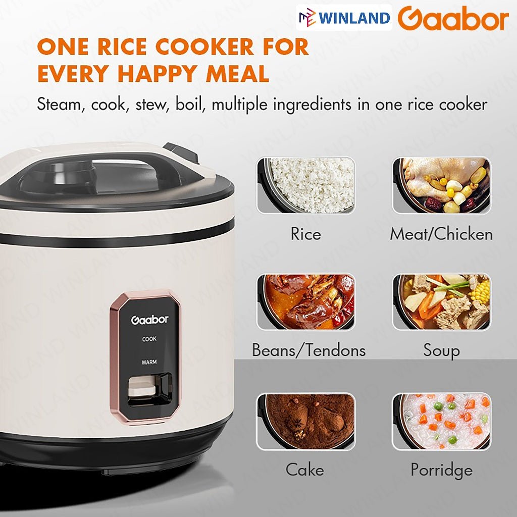 GAABOR Rice Cooker 1.8 Liters 24h Keep Warm Mechanical One - Button Accurate Temperature Control - Winland Depot