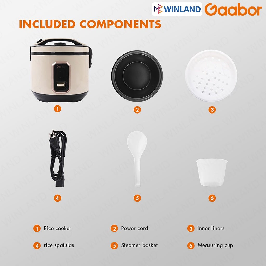 GAABOR Rice Cooker 1.8 Liters 24h Keep Warm Mechanical One - Button Accurate Temperature Control - Winland Depot