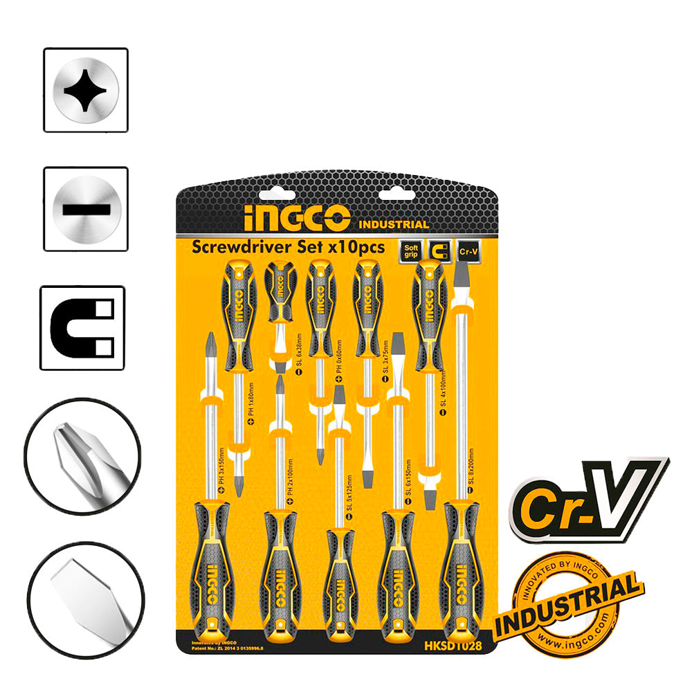 Ingco 10 Pcs Screw driver Set HKSD1028