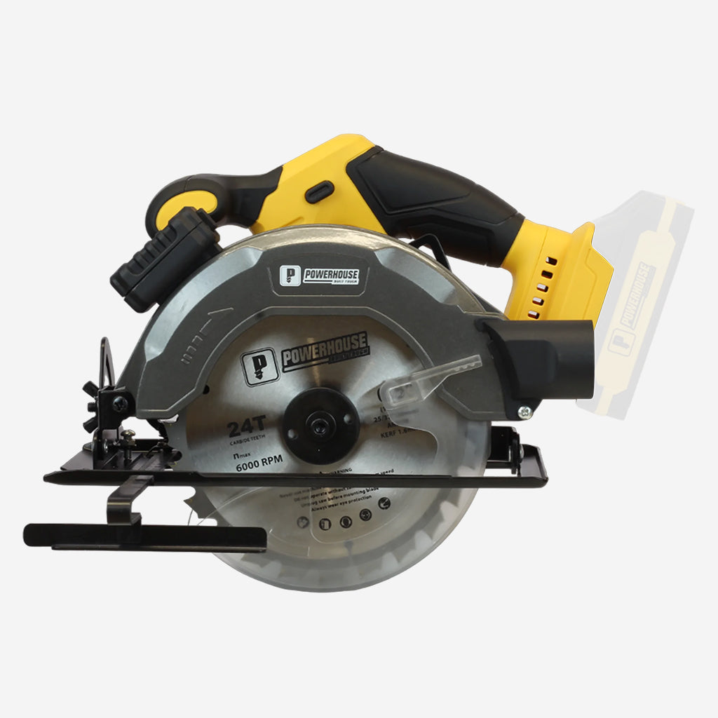 Powerhouse 20V Lithium-Ion Cordless Circular Saw with Laser Line 6-1/2in 165mm 4,500rpm