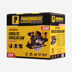 Powerhouse 20V Lithium-Ion Cordless Circular Saw with Laser Line 6-1/2in 165mm 4,500rpm