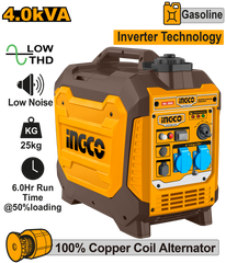 Ingco Ingco Inverter Gasoline Generator 4.0KVA 220-240V 60Hz GEI40006-5P ING-PT