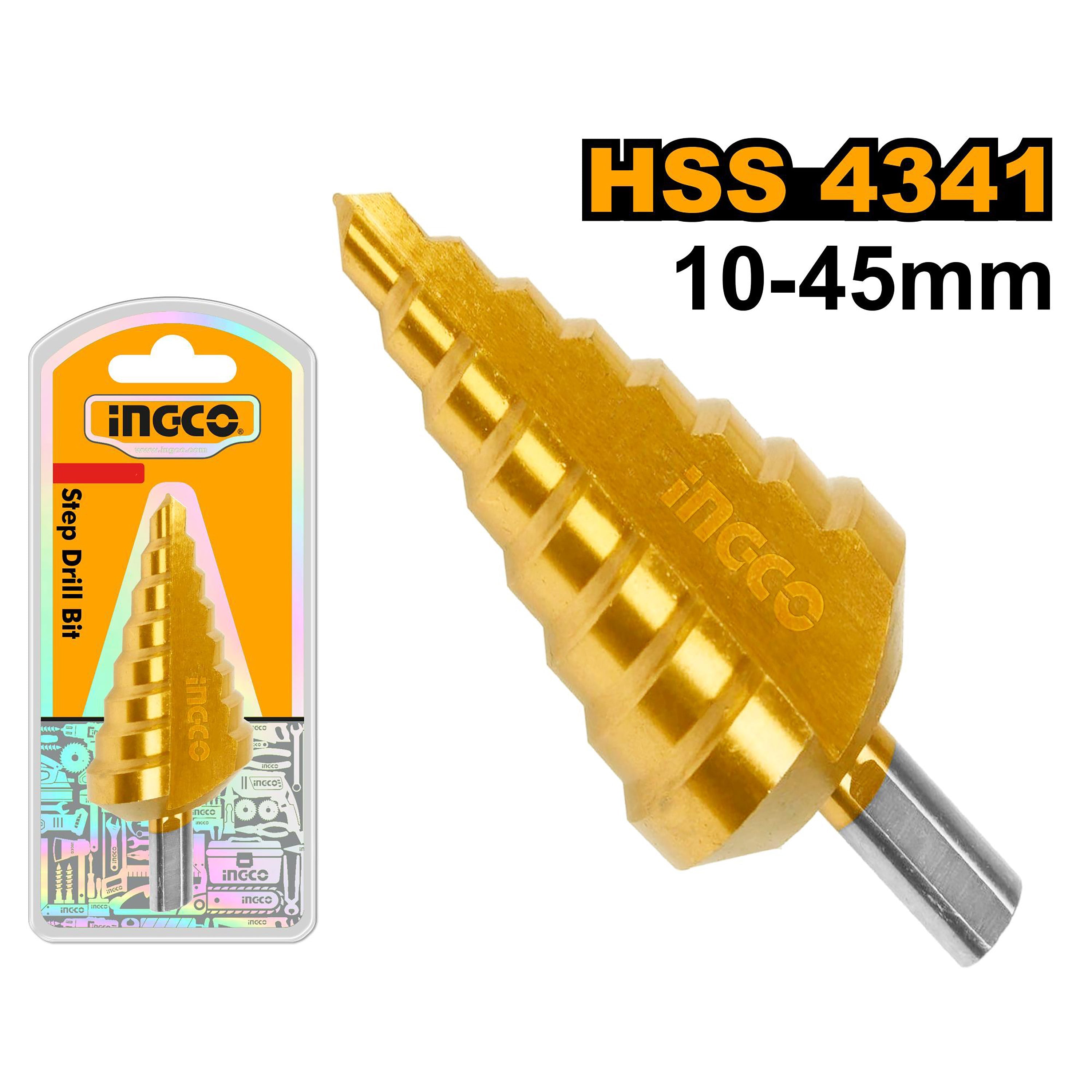 Ingco Ingco Step Drill Bit Cone Drill Bits High Speed Steel 10-20mm/6-35mm/6-38mm/10-45mm AKSDS