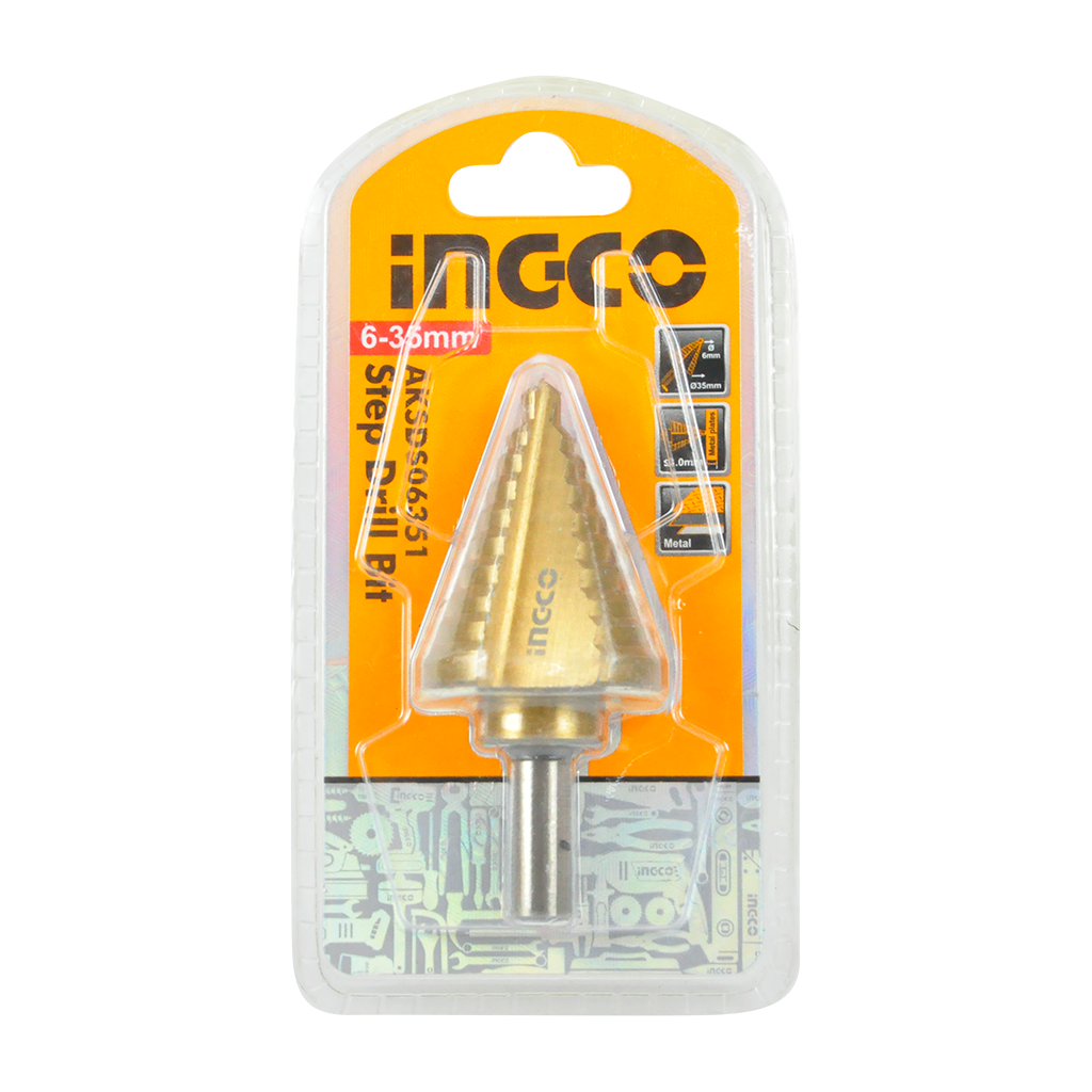 Ingco Ingco Step Drill Bit Cone Drill Bits High Speed Steel 10-20mm/6-35mm/6-38mm/10-45mm AKSDS