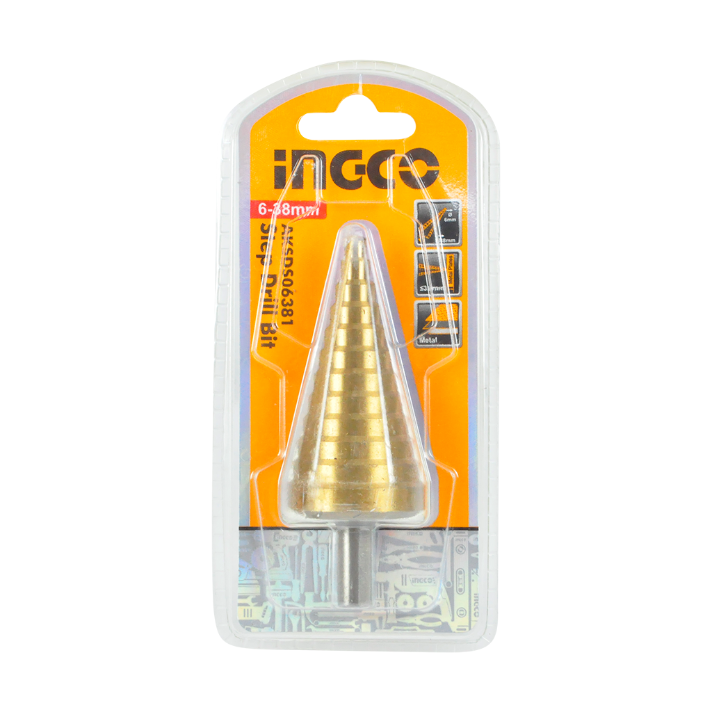 Ingco Ingco Step Drill Bit Cone Drill Bits High Speed Steel 10-20mm/6-35mm/6-38mm/10-45mm AKSDS