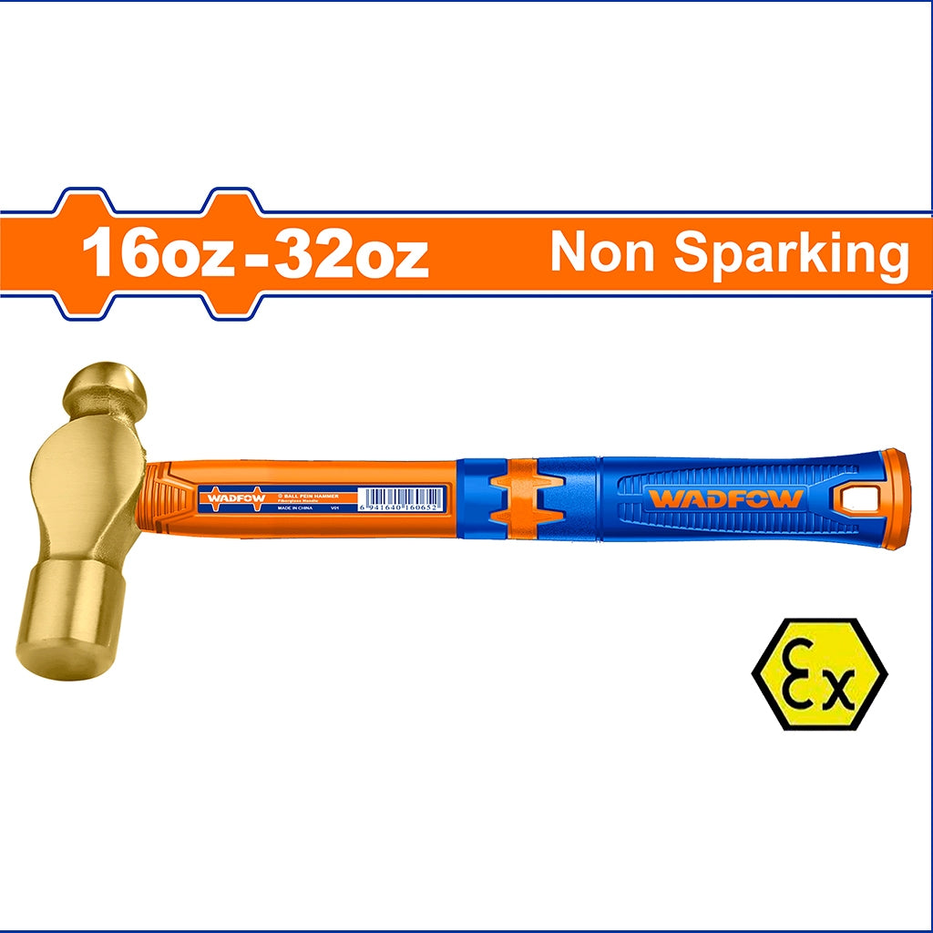 Wadfow  Non-Sparking Ball Pein Hammer with Fiberglass Handle 16oz/450g-32oz/900g WAD-HT