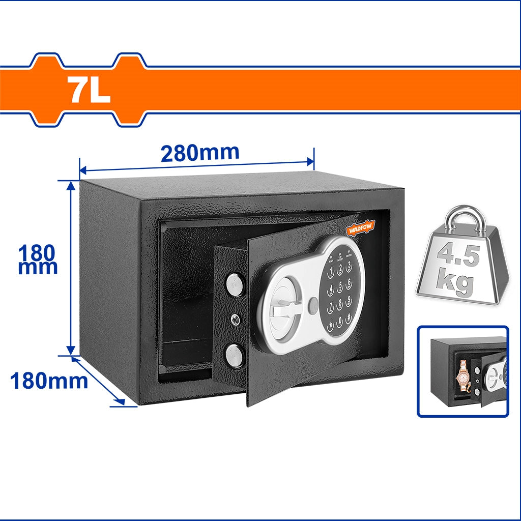 Wadfow by Winland  7 Liter Electronic Safety Box Vault with Digit Code