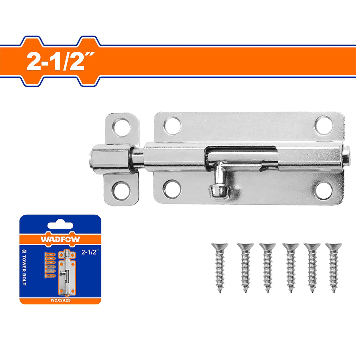 Wadfow  Tower Bolt Galvanized Bolt Type Latch Pin Horizontal & Vertical Positions