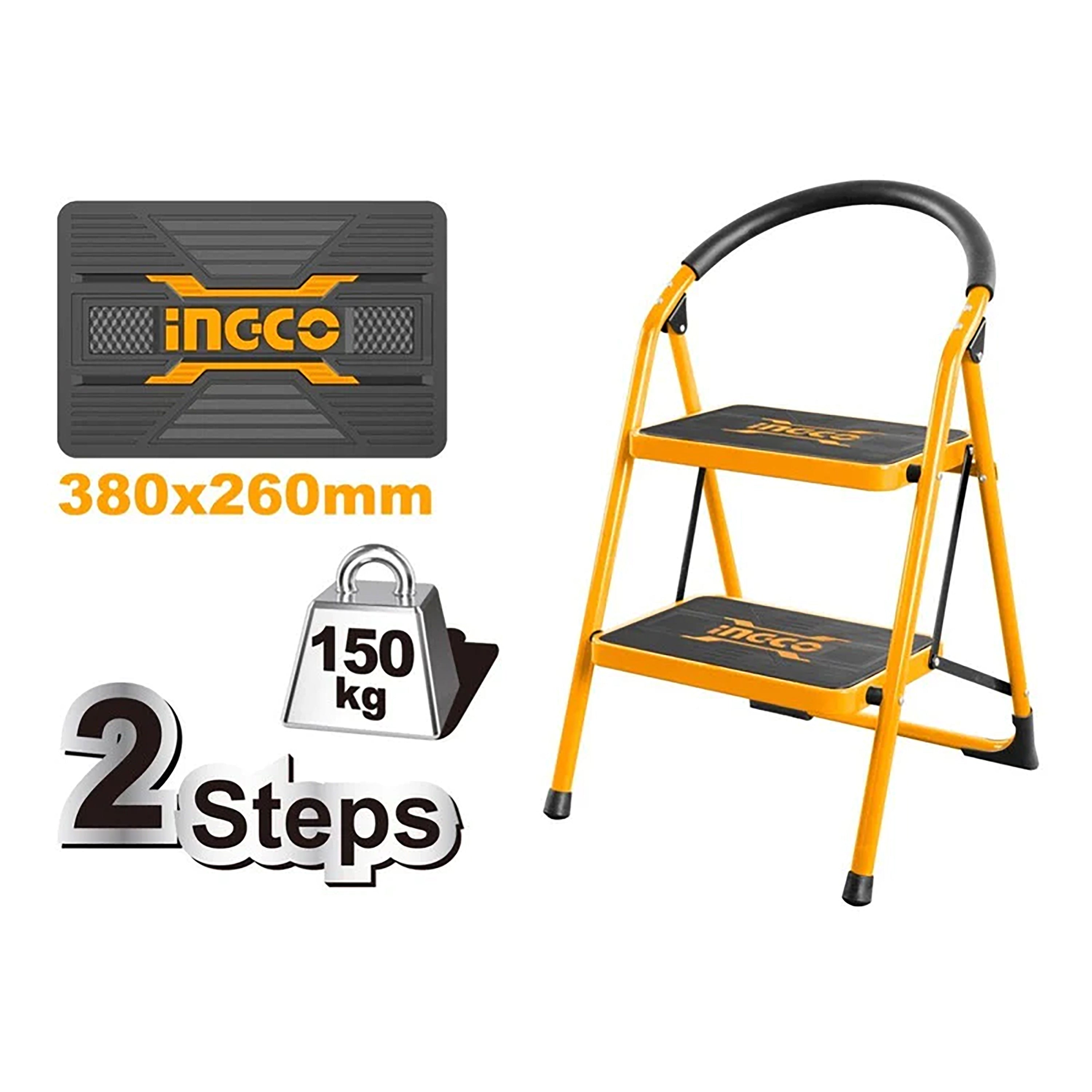 Ingco by Winland Non-slip Steps with Wide Platform Steel Tube Ladder HLAD09021 / HLAD09031 / HLAD09041