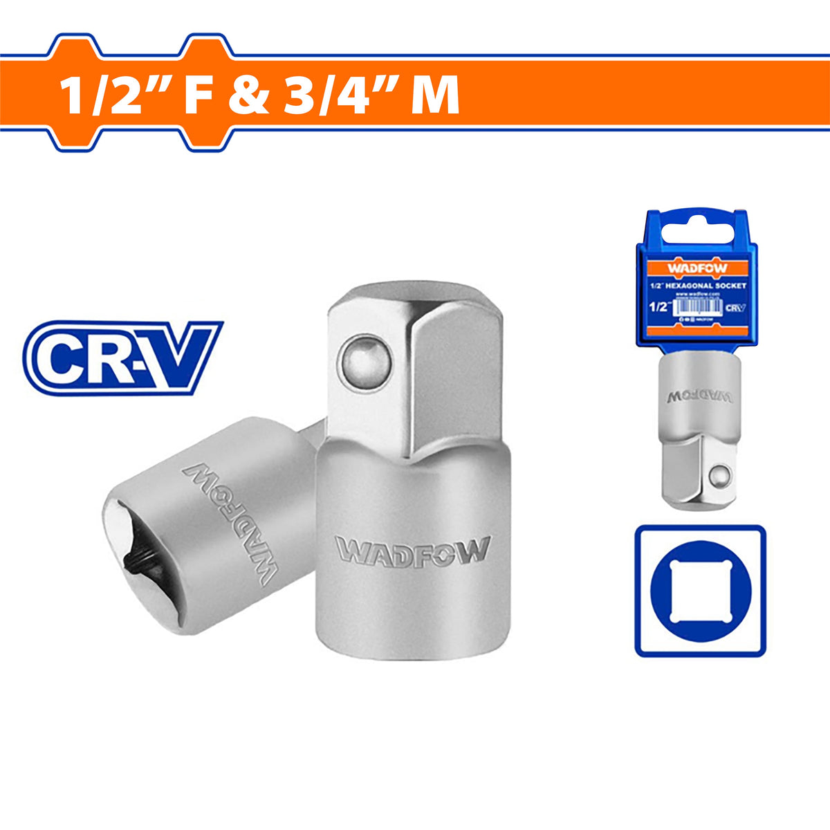 Wadfow by Winland   Socket Adapter 1/2in(F) X 3/4in(M) | 3/4in(F) X 1/2in(M) WAD-HT