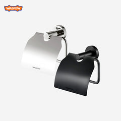 Wadfow  Matte Black & Chrome Plated Zinc Alloy Toilet Roll Paper Holder with LID