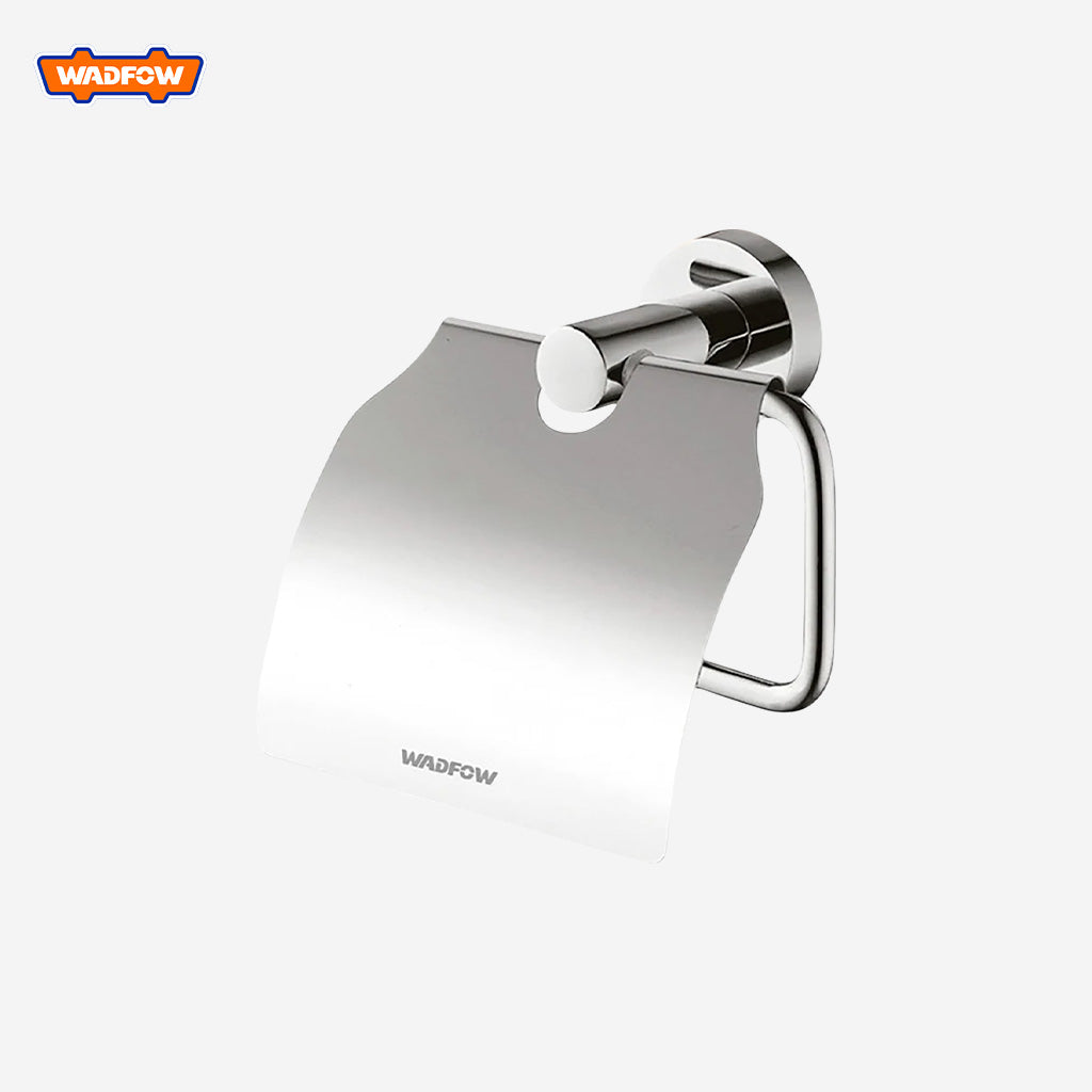 Wadfow  Matte Black & Chrome Plated Zinc Alloy Toilet Roll Paper Holder with LID