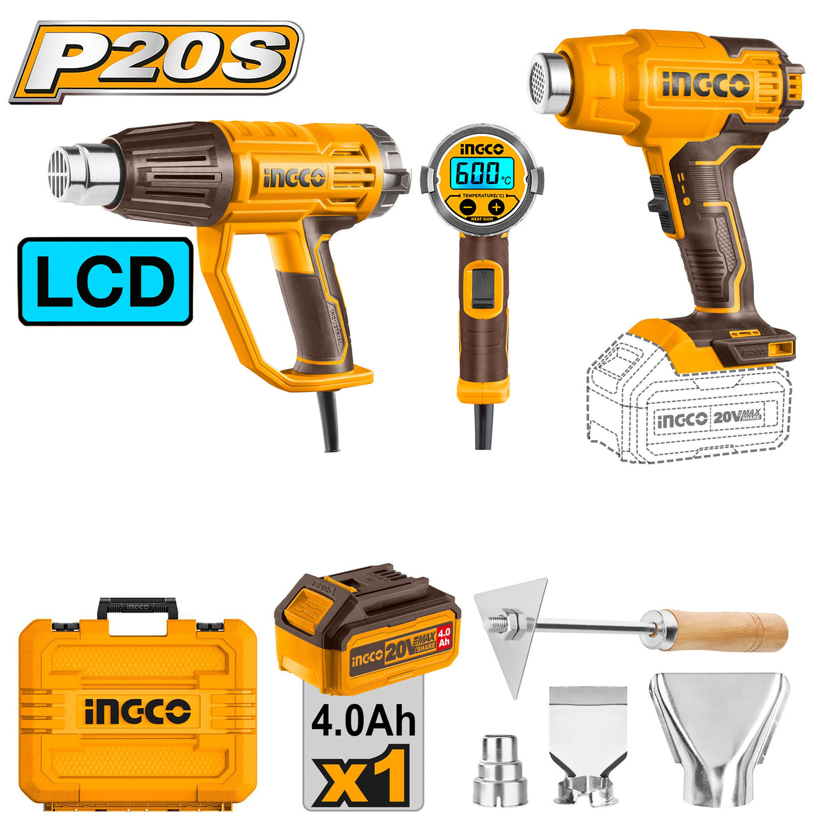 P20S/20V 2PCS Combo Kit with Lithium-Ion Heat Gun COSLI240201 ING-PT