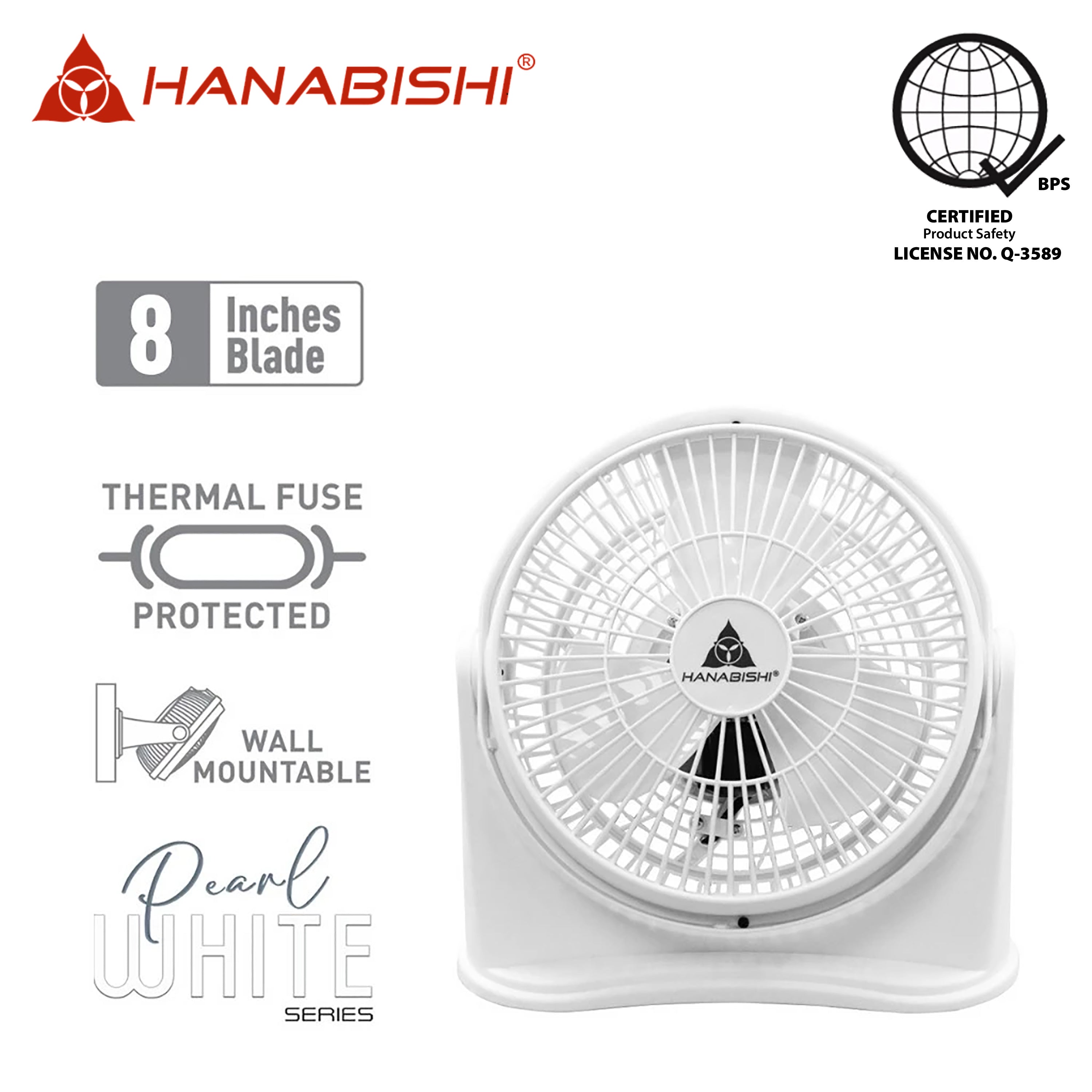 Hanabishi 8" Cool Velocity Fan Desk Fan Electric Fan Cool Fan 8T HCF-801