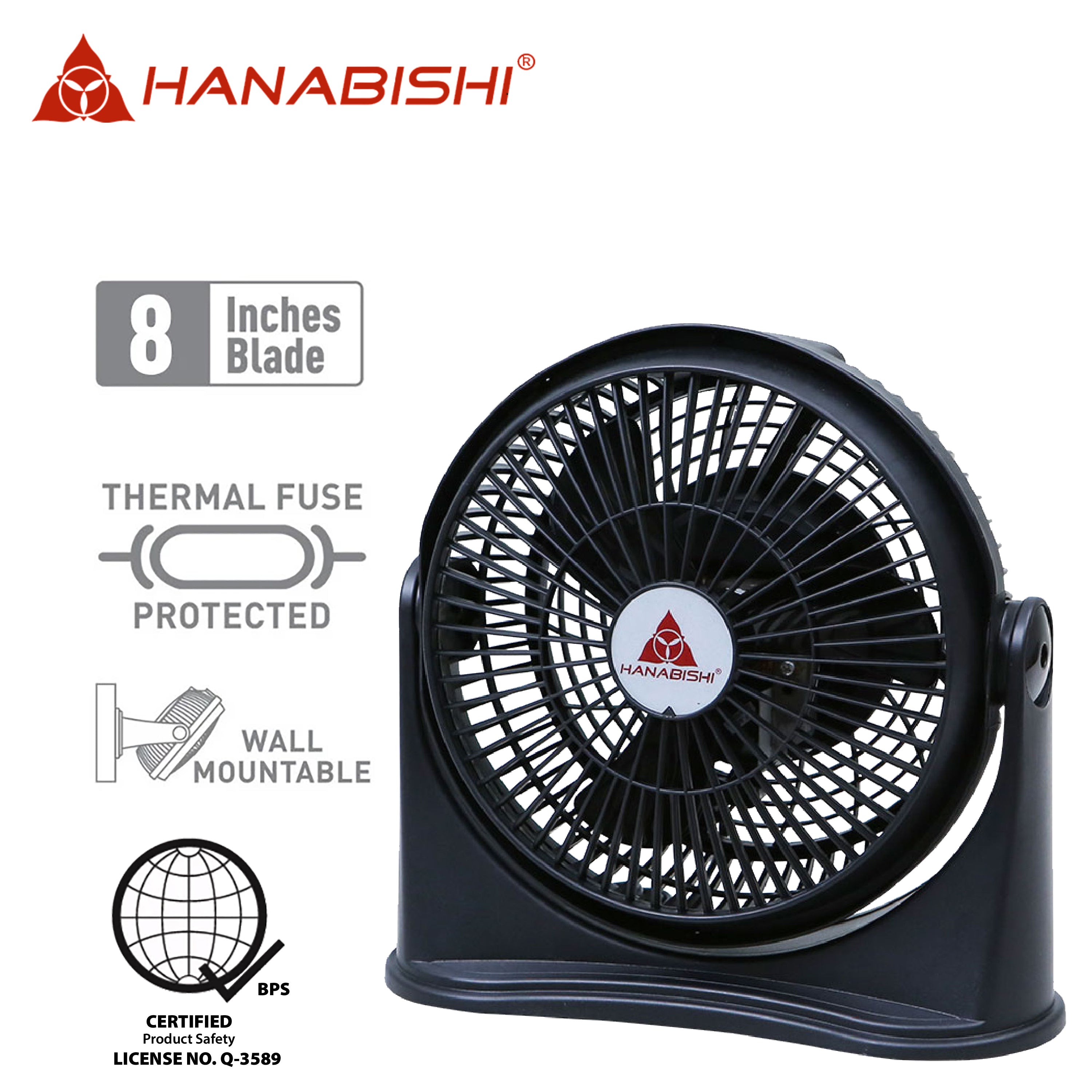 Hanabishi 8" Cool Velocity Fan Desk Fan Electric Fan Cool Fan 8T HCF-801