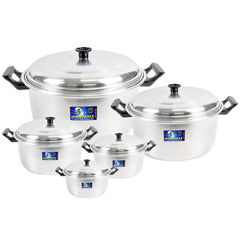 Grand Eagle by Winland Aluminum Caserole Set-5PCS (18,22,26,30,34) Sauce Pot Double Handle w/ Cover