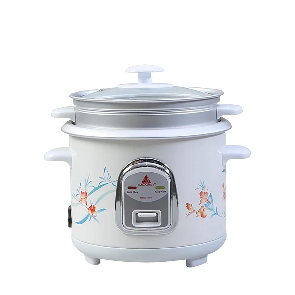 Hanabishi by Winland 1.0 Liter (5 Cups) Glass Lid Rice Cooker with Steamer Rack HHRC-10FS