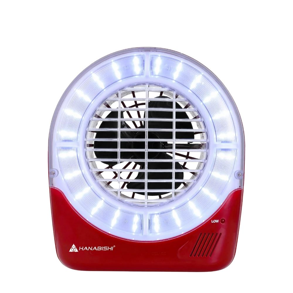 Hanabishi by Winland 5inch Rechargeable Fan Portable Handle for Outdoor Use with LED Light HRF-5USB