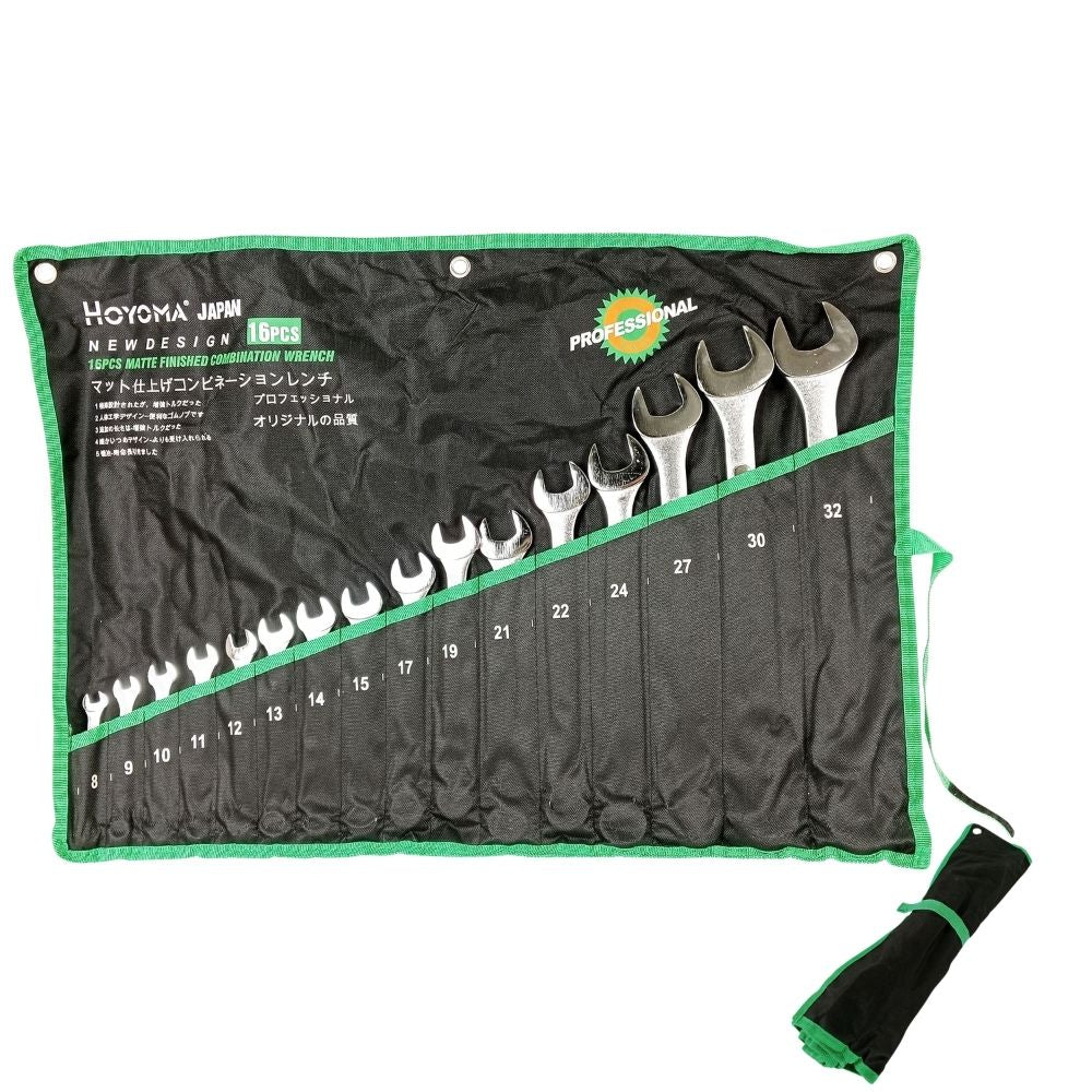 Hoyoma Japan by Winland 16PCS/Set (8-32mm) Professional Matte Finished Combination Wrench HT-RPCW16S
