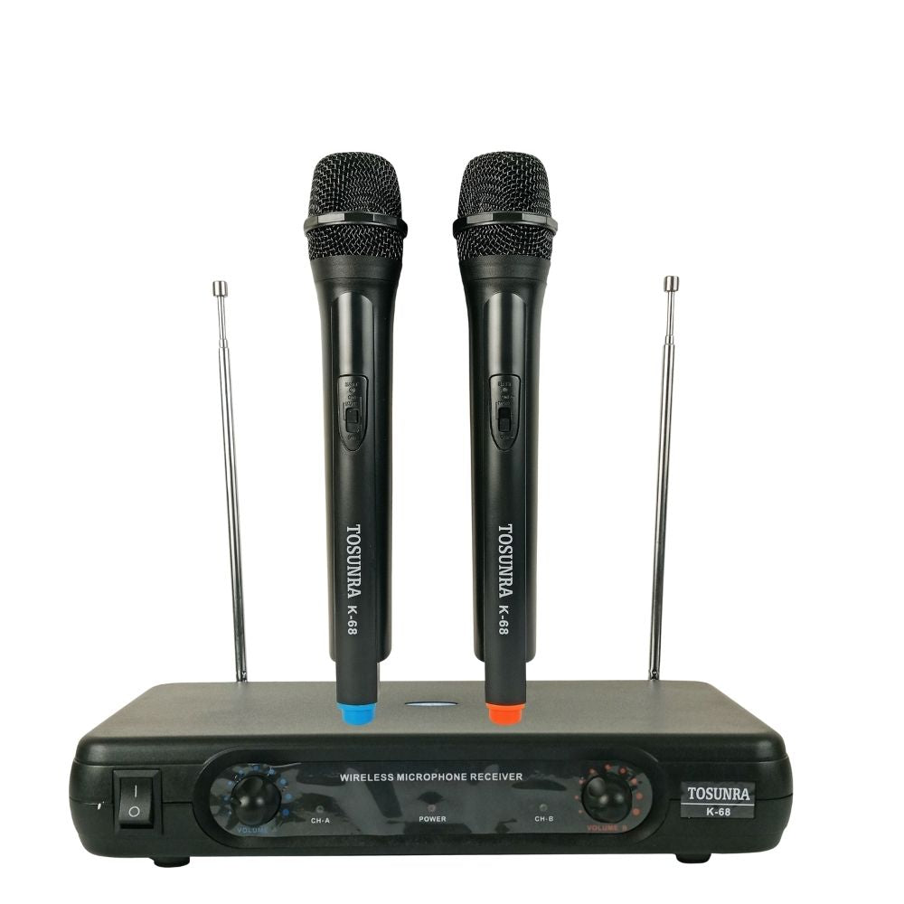 Tosunra by Winland Dual Channel High-Quality Professional Wireless UHF Microphone System TOS-K-68