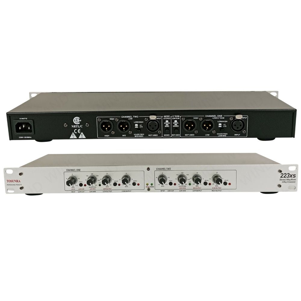 Tosunra by Winland 223XS Stereo 2 Way/Mono 3-way Crossover with XLR (Pin 2 Hot) Connectors TOS-223XS