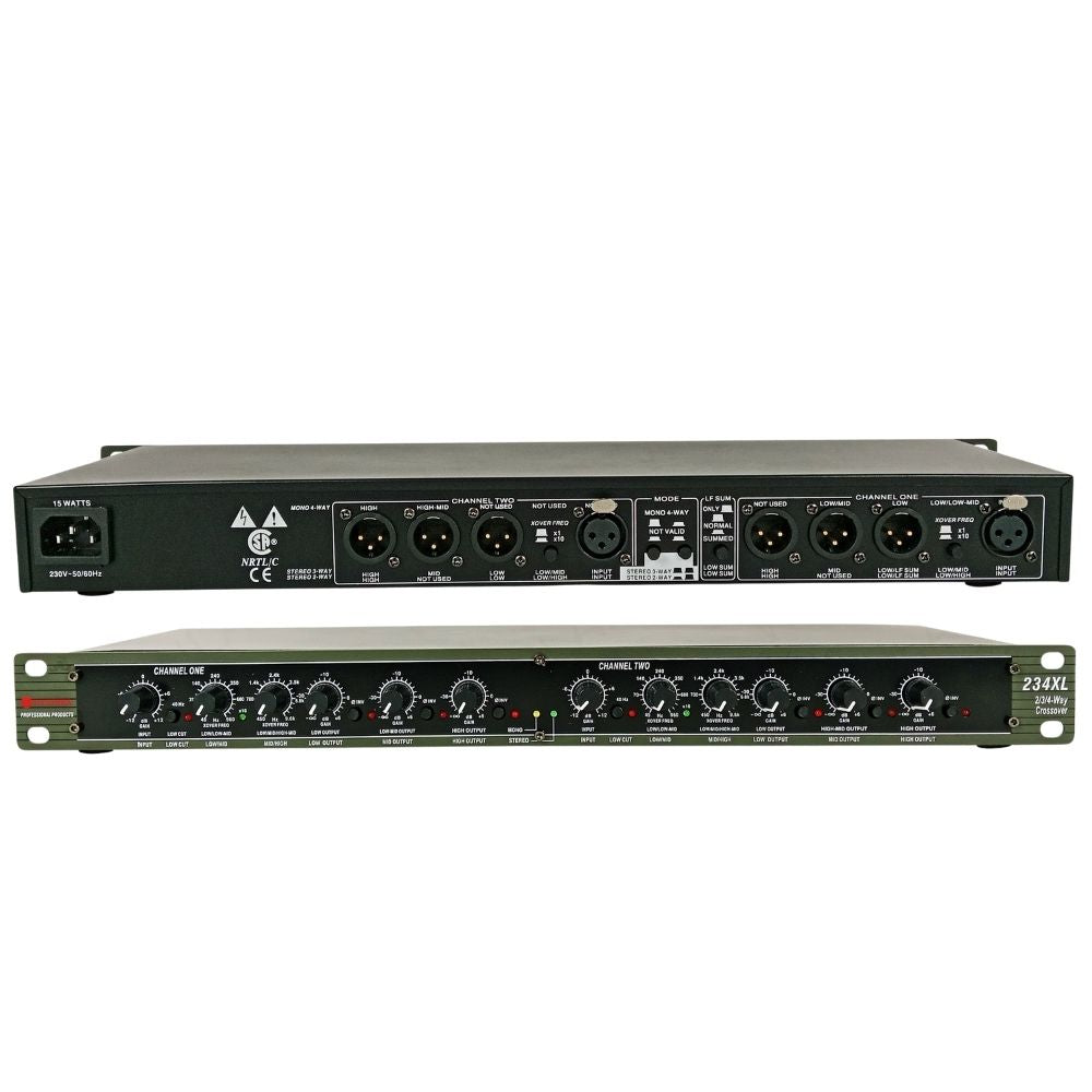 Tosunra by Winland 234XL Stereo 2/3 Way/ Mono 4-way Crossover with XLR Input Connectors TOS-234XL
