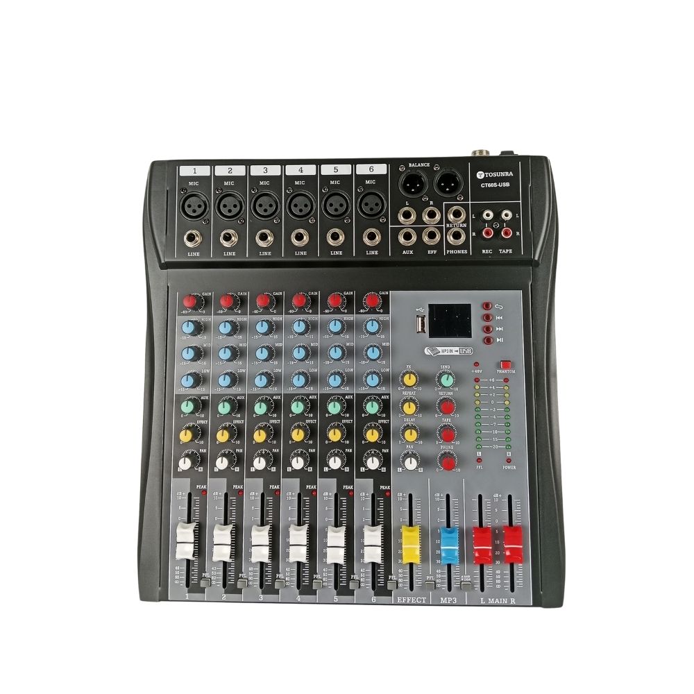 Tosunra by Winland 6-CH Professional Audio Mixer with XLR, MP3, USB & Digital Effects TOS-CT60S-USB