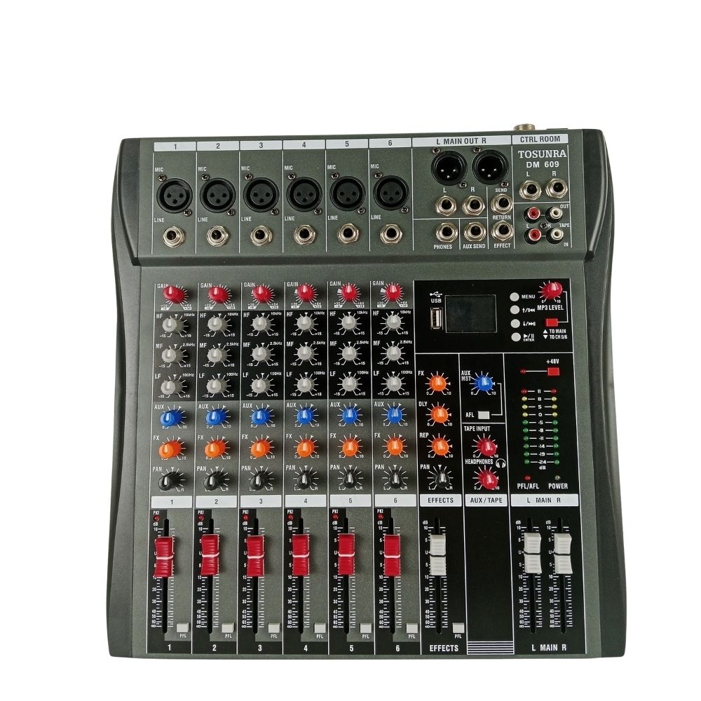 Tosunra by Winland 6 Mono-Channels Mixing Console Input Mixer with Digital Effects & USB TOS-DM609