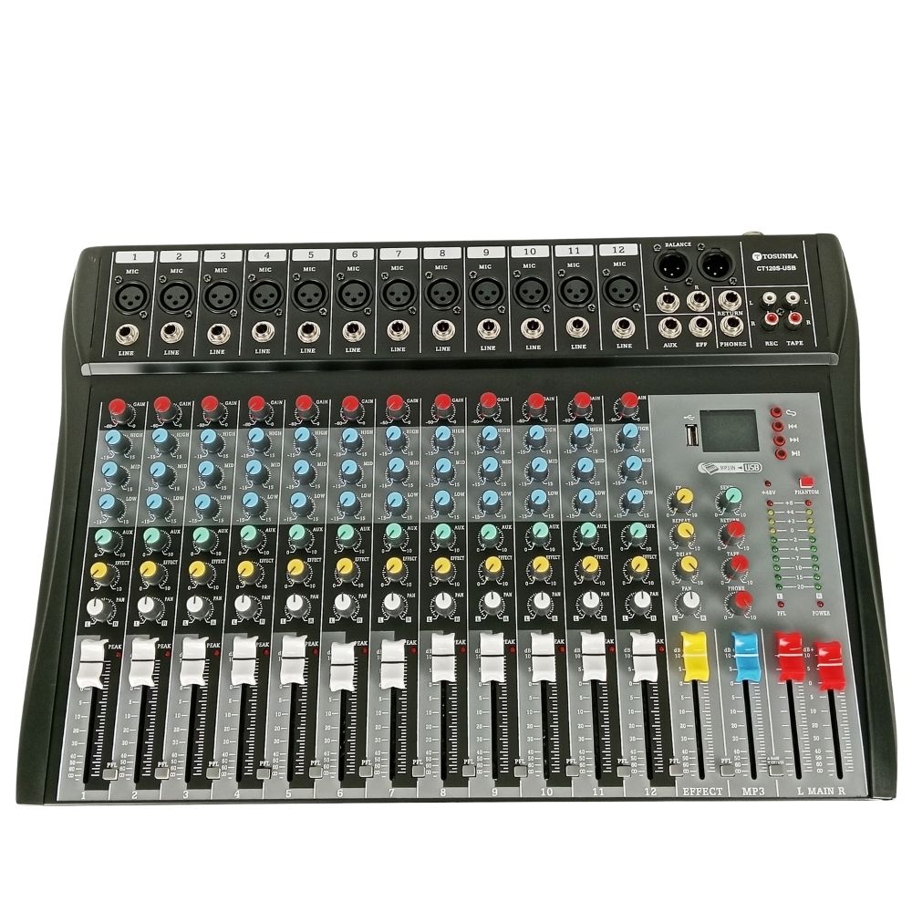 Tosunra by Winland 12-CH Input Professional Audio Mixer w/ XLR, MP3 & Digital Effects TOS-CT120S-USB