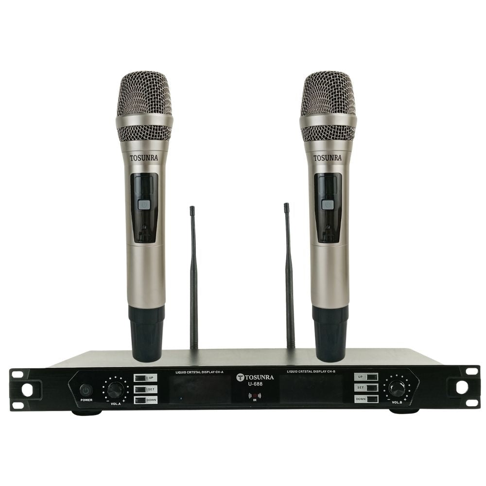 Tosunra by Winland 2-Channel High-Performance Professional UHF Wireless Microphone System TOS-U-688
