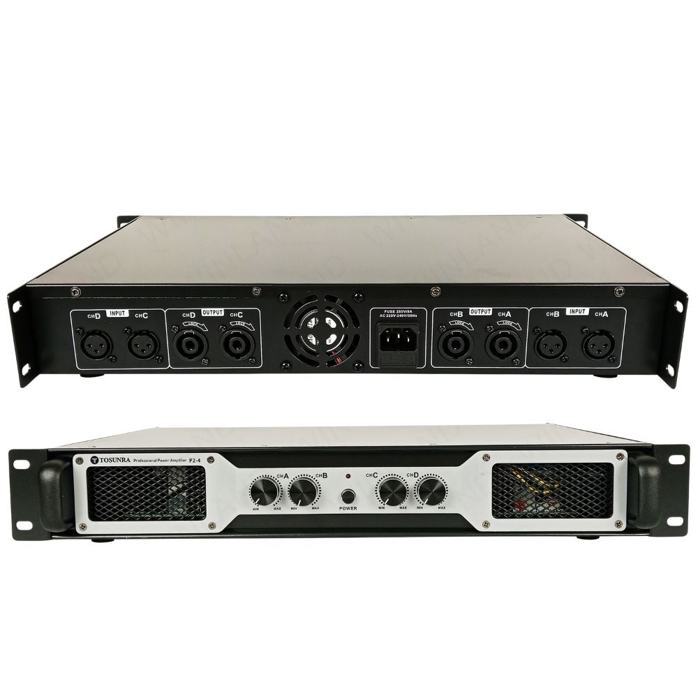 Tosunra by Winland 350W x 4 Stereo Powerful High-Current Professional Integrated Amplifier TOS-P2-4