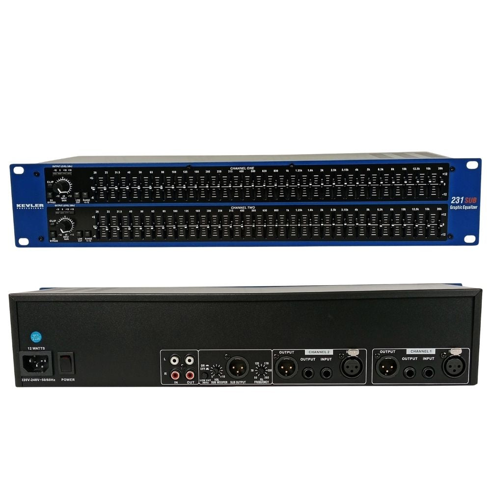 Kevler Professional by Winland Dual 31-Band Graphic Equalizer with Front Panel bypass Switch 231SUB