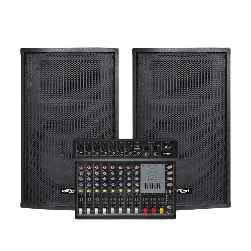 Konzert by Winland 3pcs Home Gig Studio Set 1pc Active Mixer and 2pcs 15" Passive Speaker HGS-8120